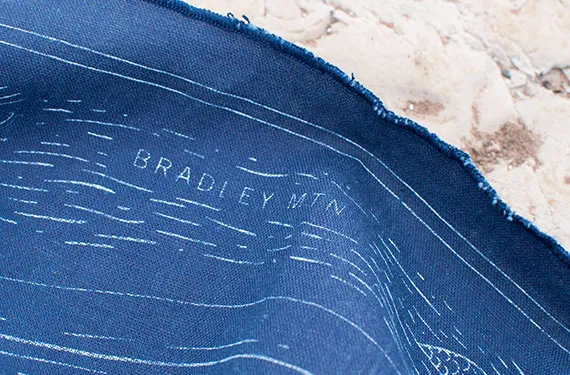 Screenprinted details from the indigo Waves bandana