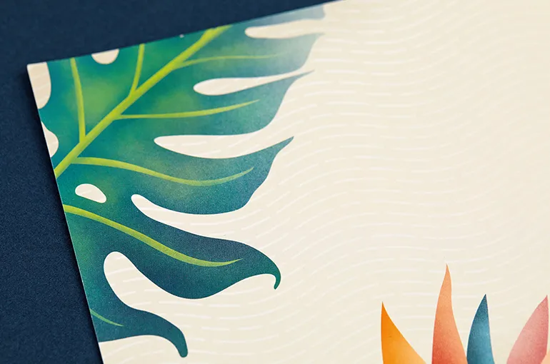 Detail of the plant illustration printed on stationery