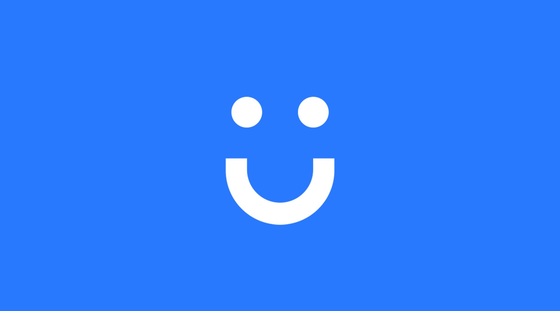 Funraise winking smiley logo on a blue background