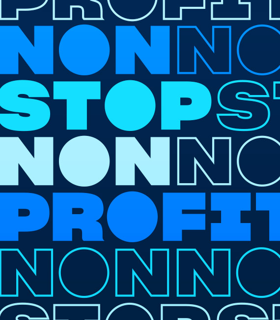 Nonstop Nonprofit Podcast brand pattern in blues