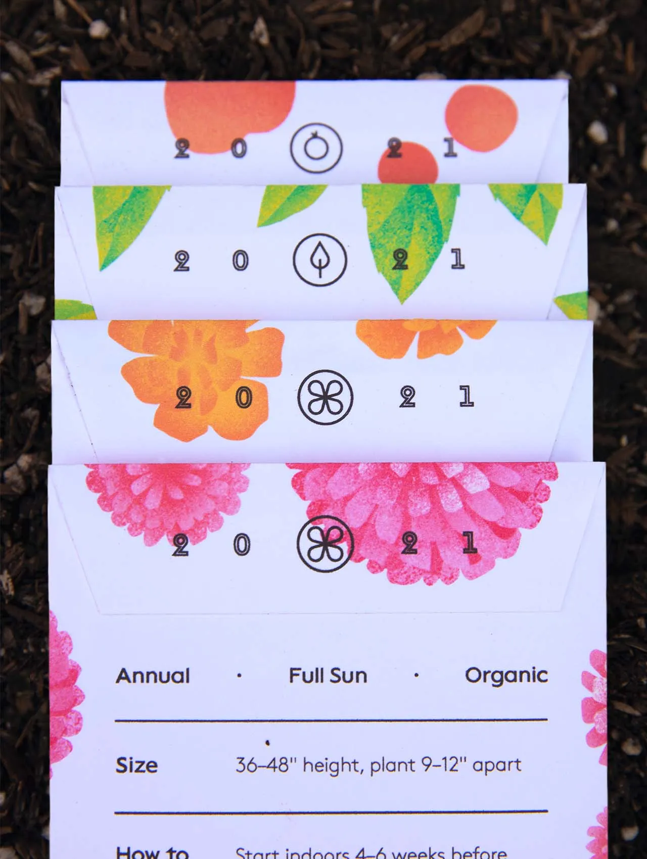 Back of the seed packets with growing details