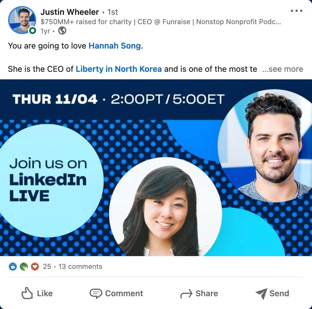LinkedIn post promoting the podcast