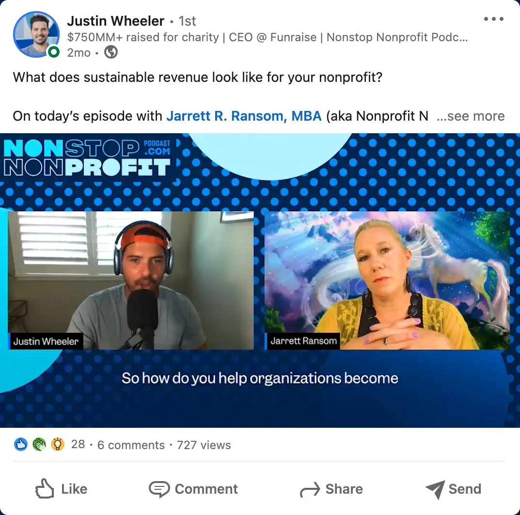 LinkedIn post promoting the podcast