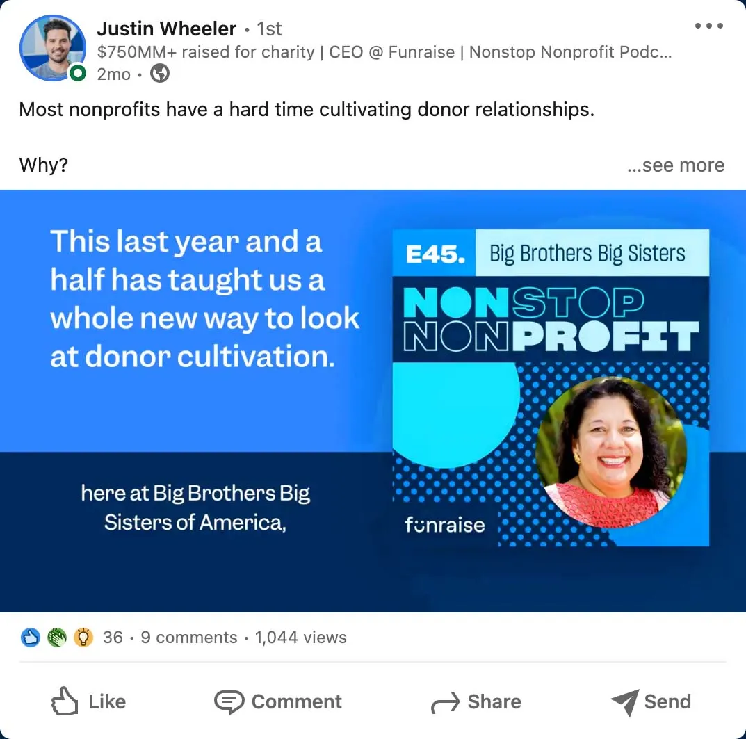 LinkedIn post promoting the podcast