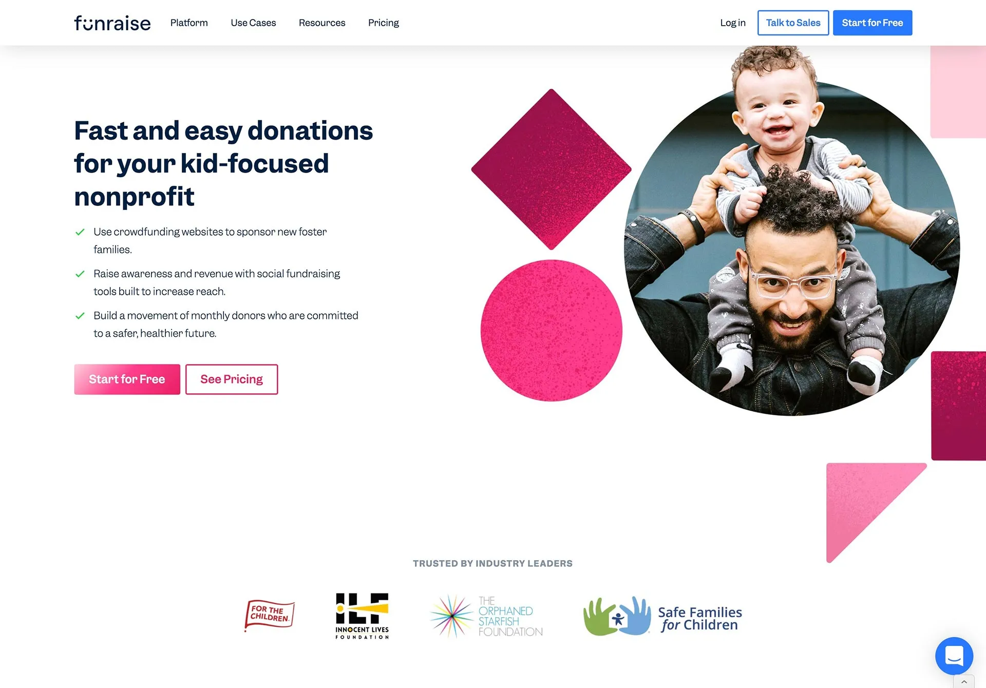 Children's causes landing page