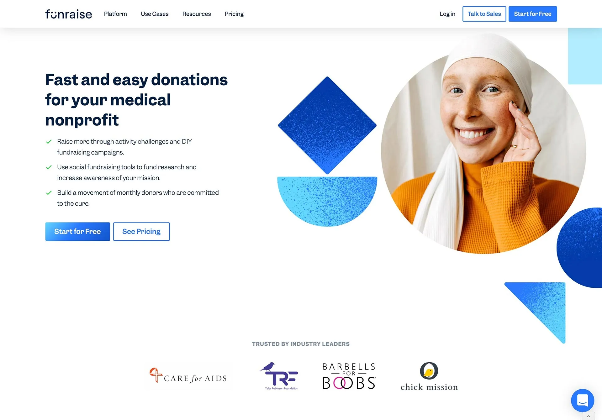 Medical nonprofits landing page