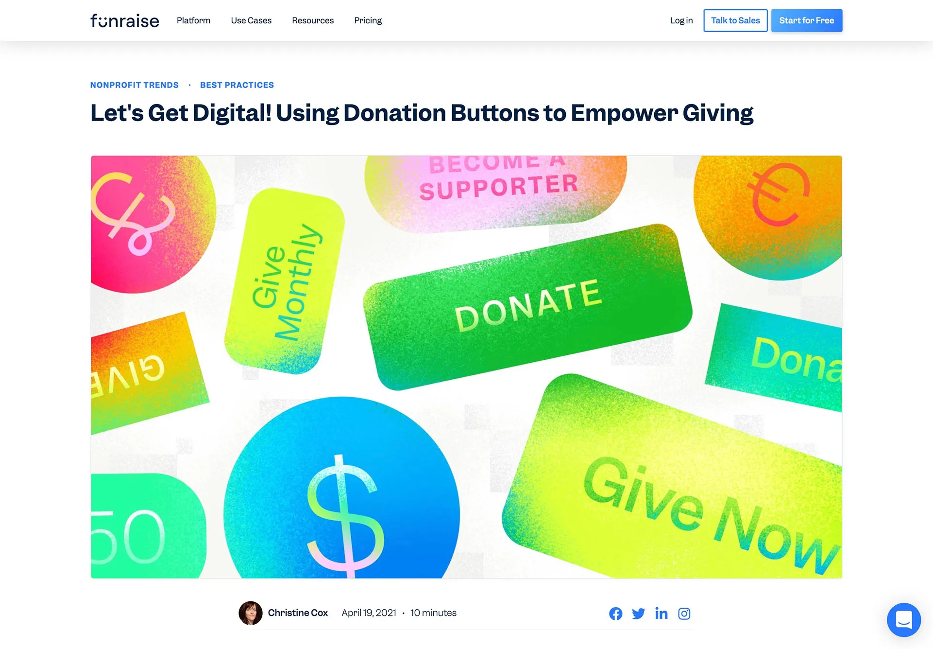 A blog article header