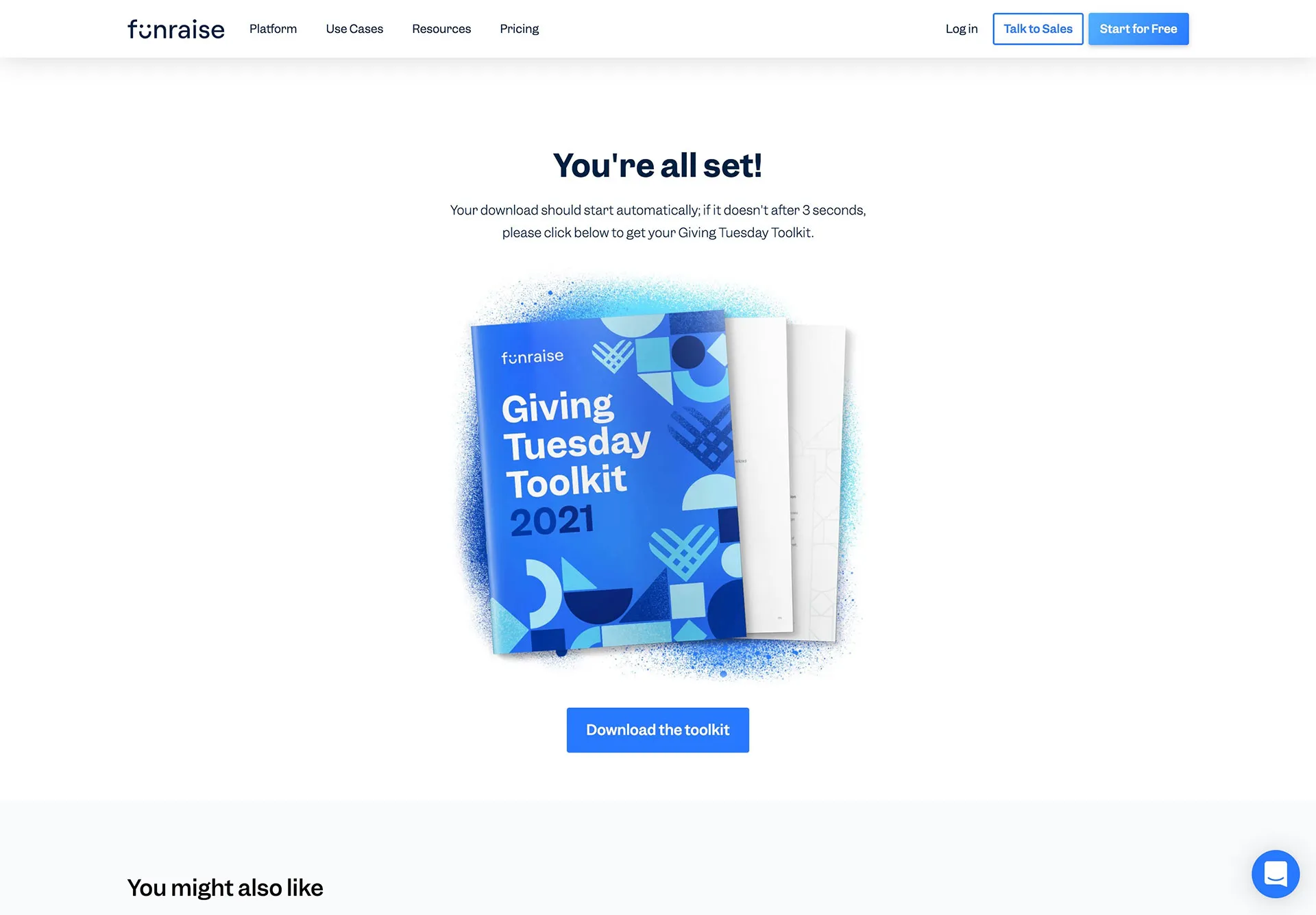 Funraise resource download page