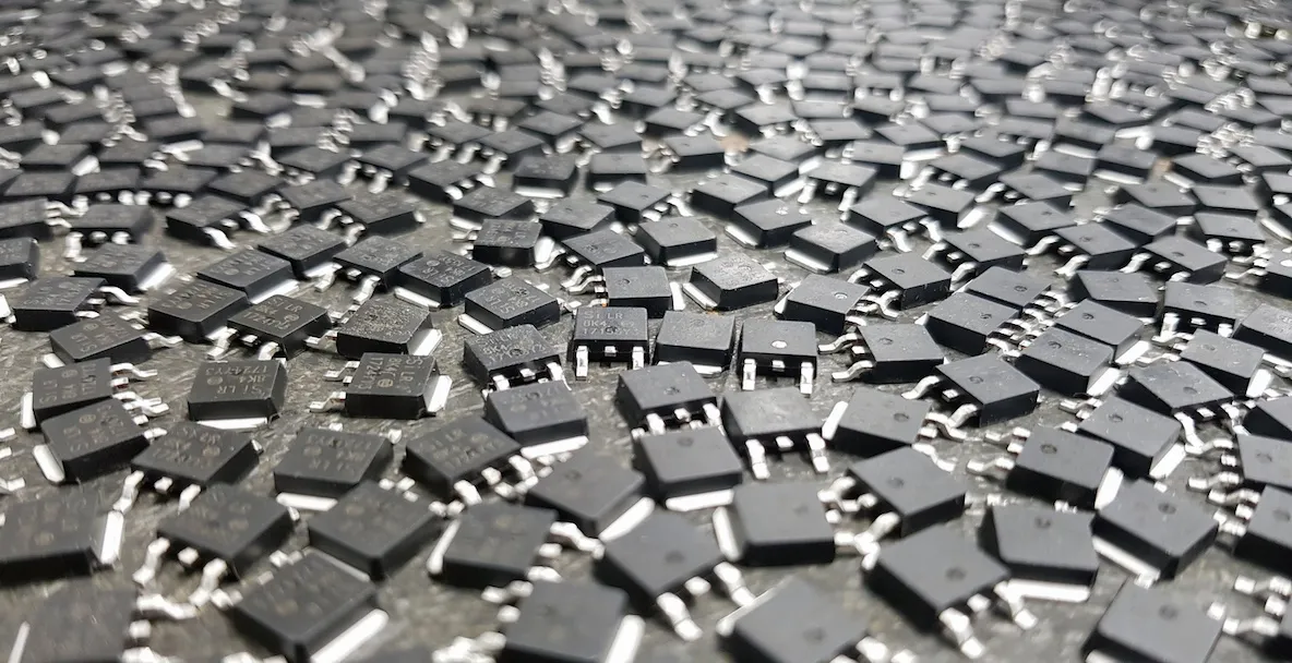 An image of lots of microchips laid out