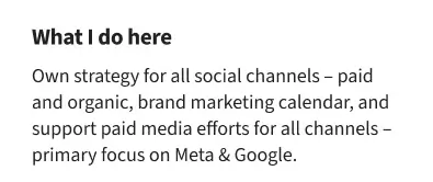 What I do here profile card