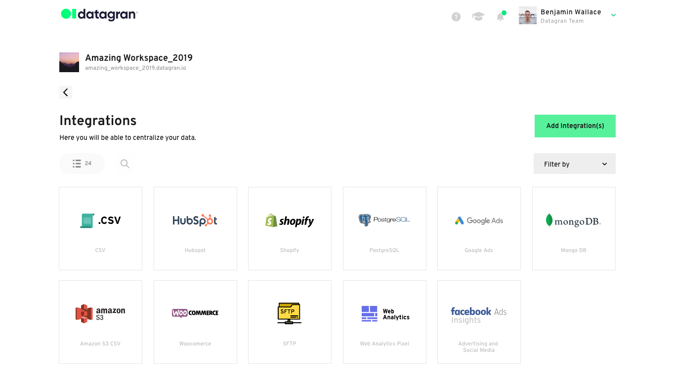 A data integration dashboard