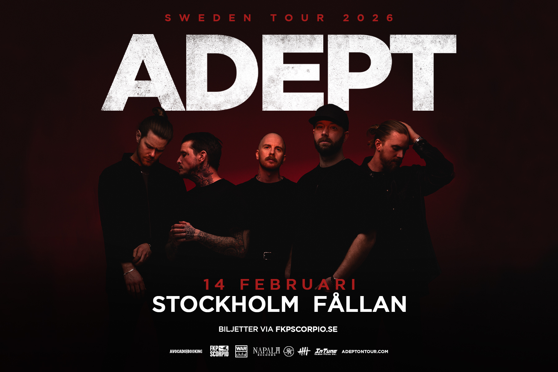 Konsert med Adept på Fållan i Stockholm den 14 februari 2026
