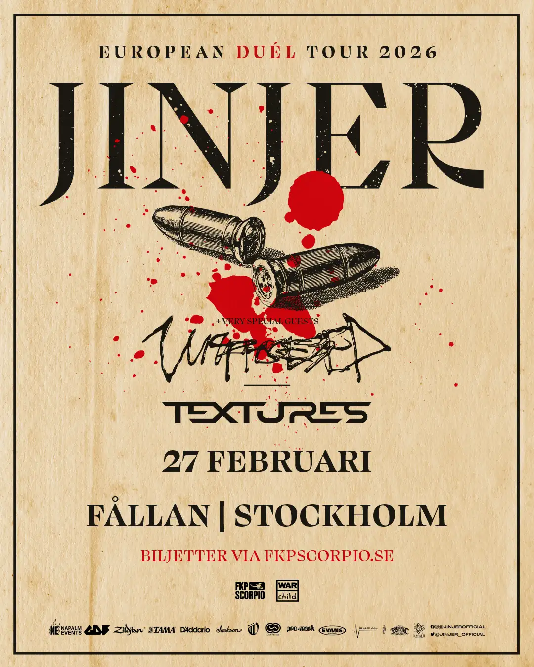 Konsert med metal bandet JINJER på Fållan den 27 februari 2026