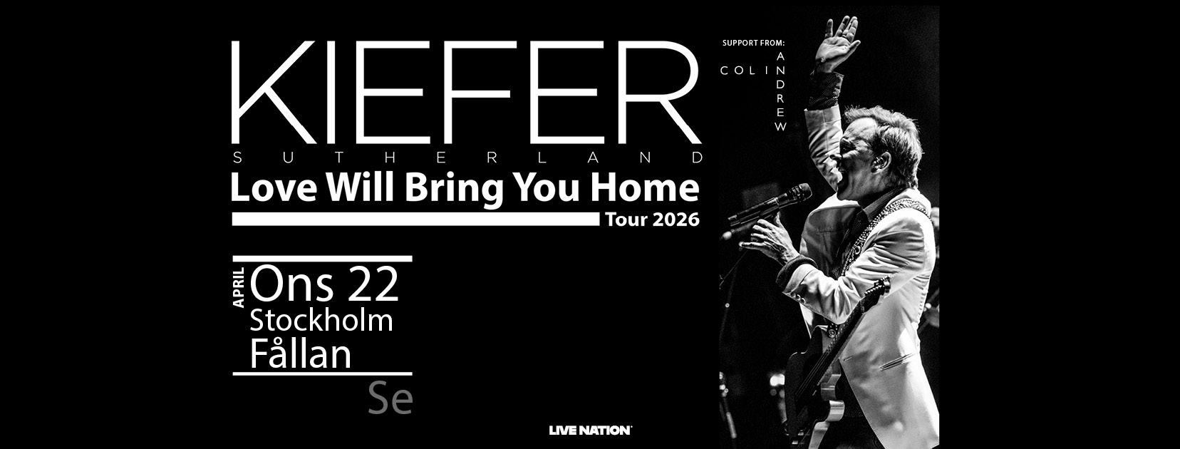 Konsert med Kiefer Sutherland på Fållan i Stockholm den 22 april 2026