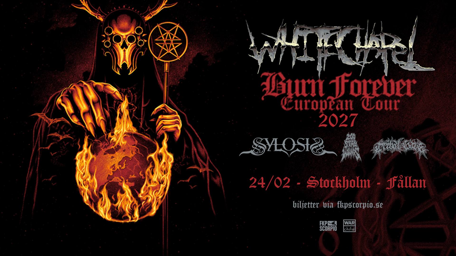 Konsert med Whitechapel på Fållan i Stockholm den 24 februari 2027