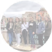 A group of happy students on a school trip