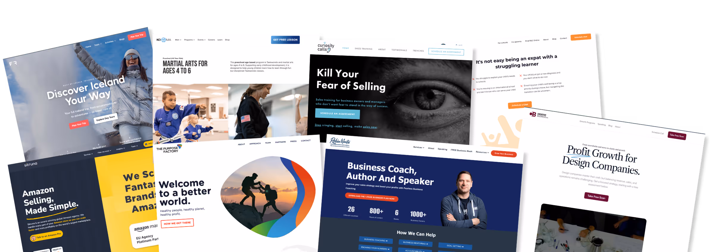 website design screenshots