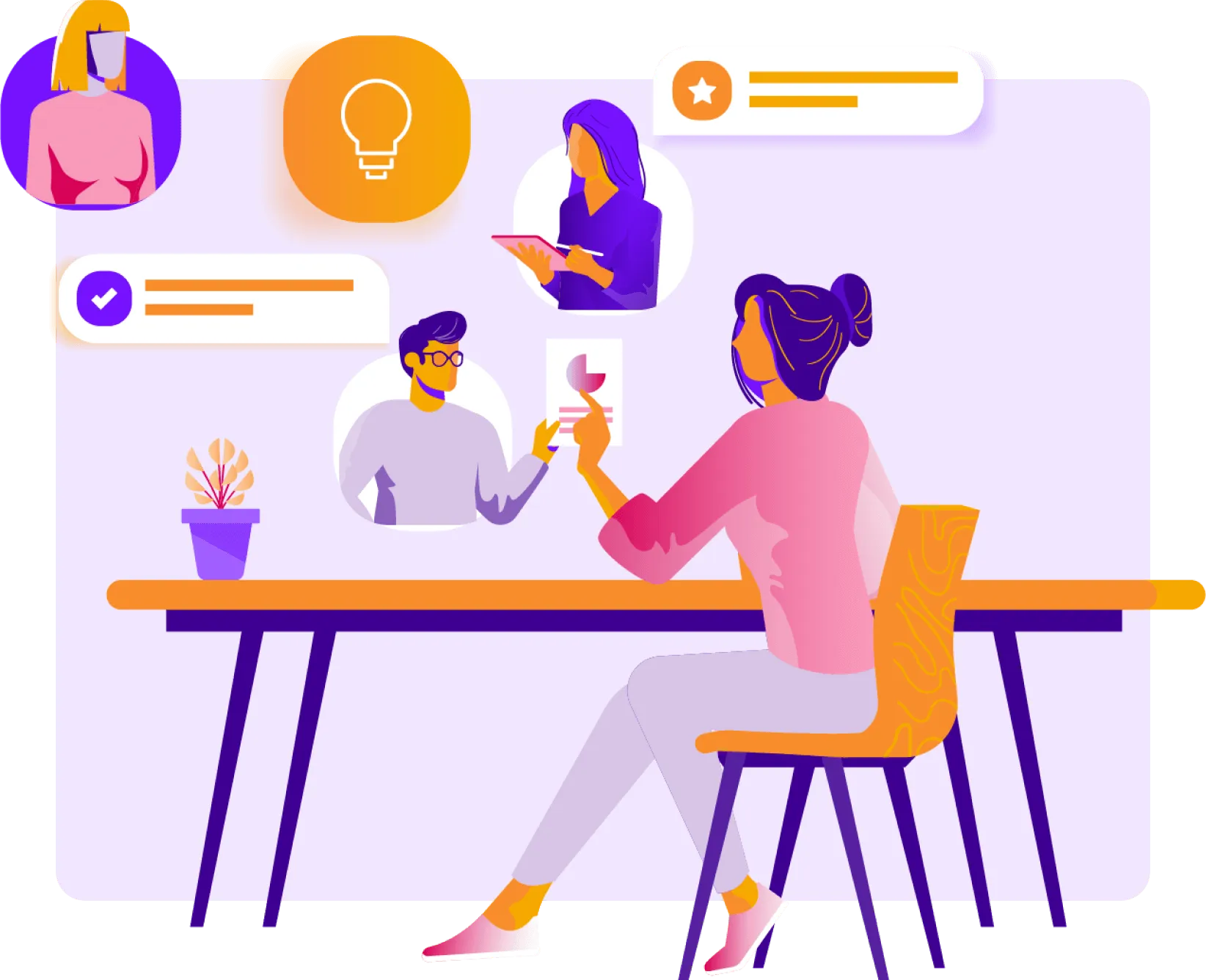 An illustration of a virtual meeting