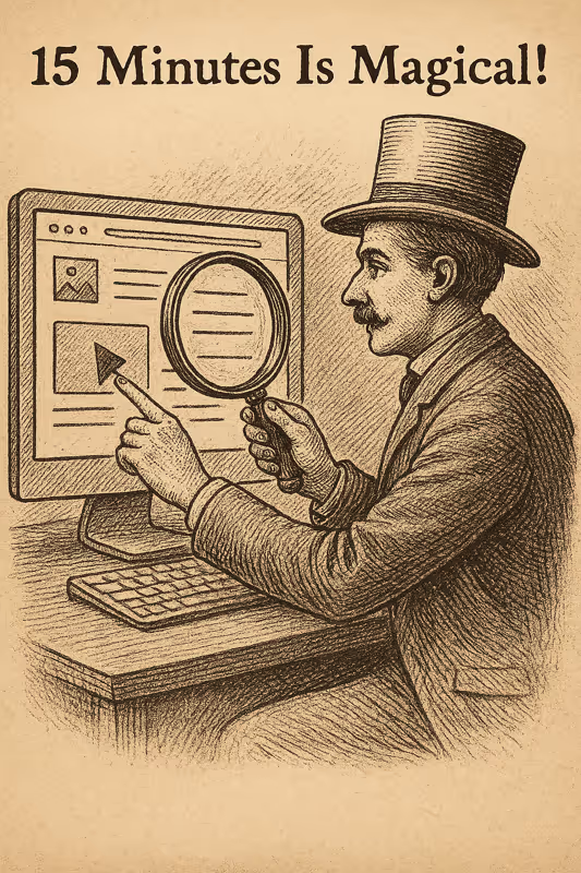 guy looking at a computer with a magnifying glass