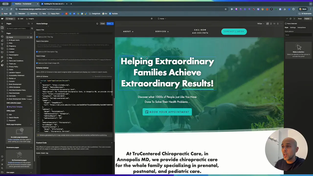 Schema markup generate button in Webflow AI SEO