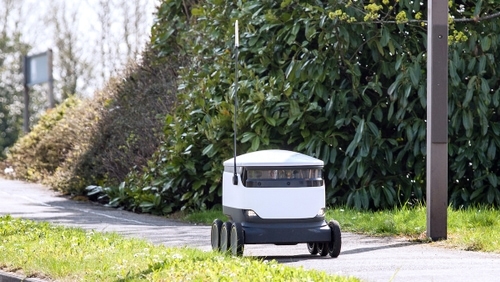 Aerial drone flying over water