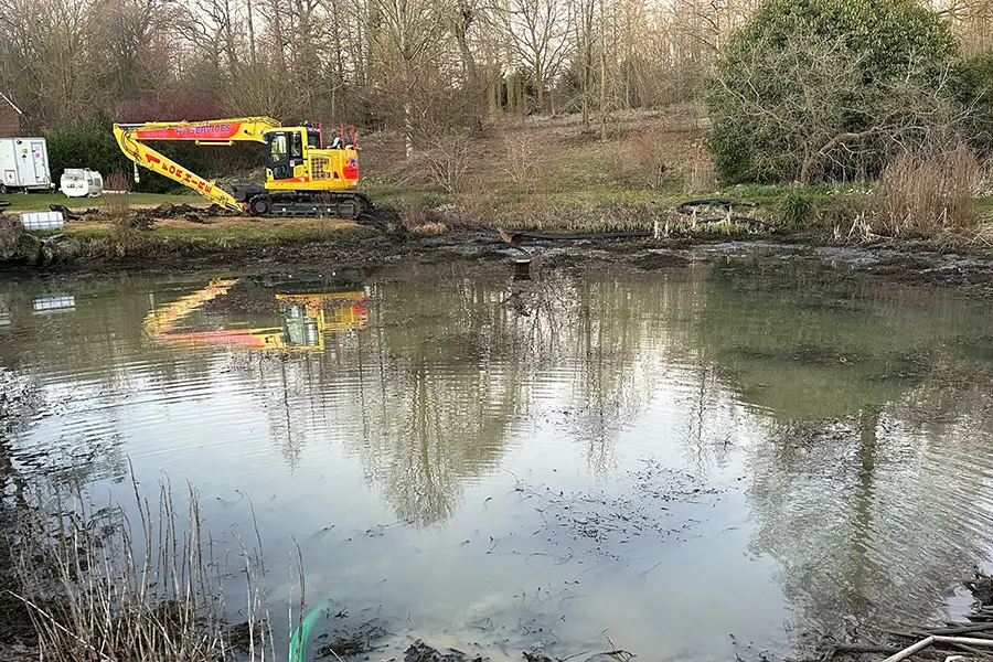 lake and excavator
