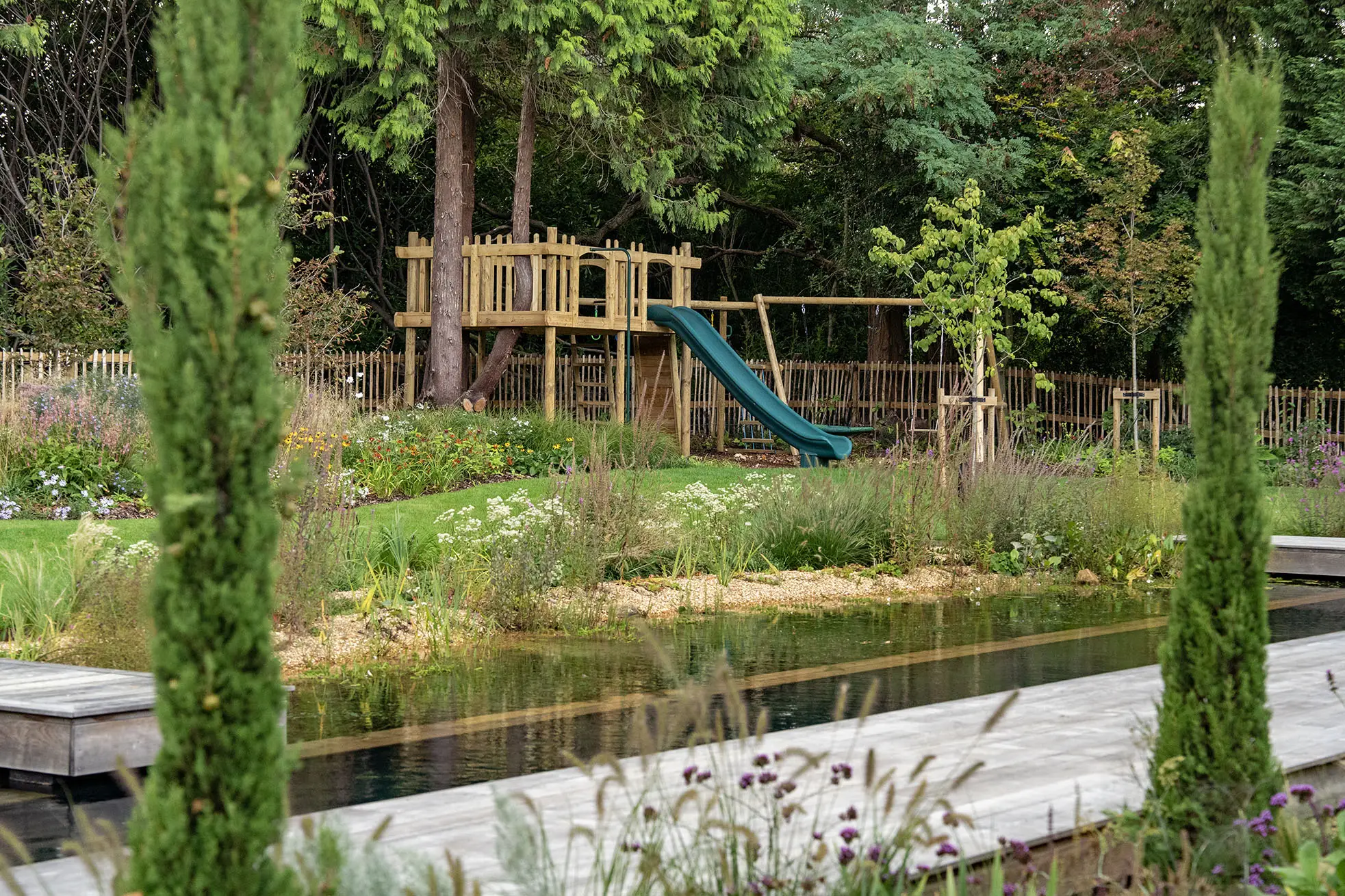 Garden climbing frame and slide