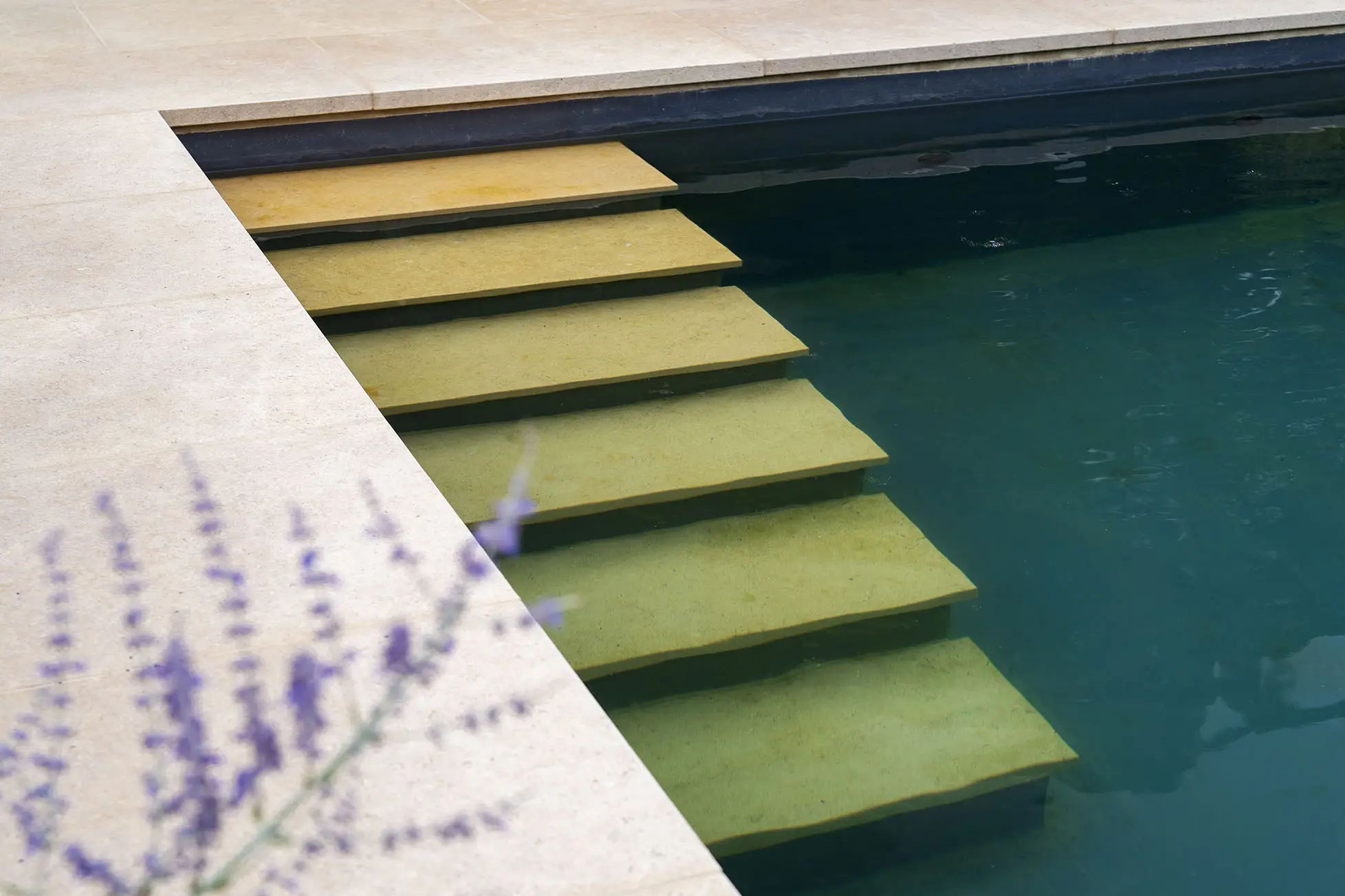 Natural Swimming Pool - Steps into water