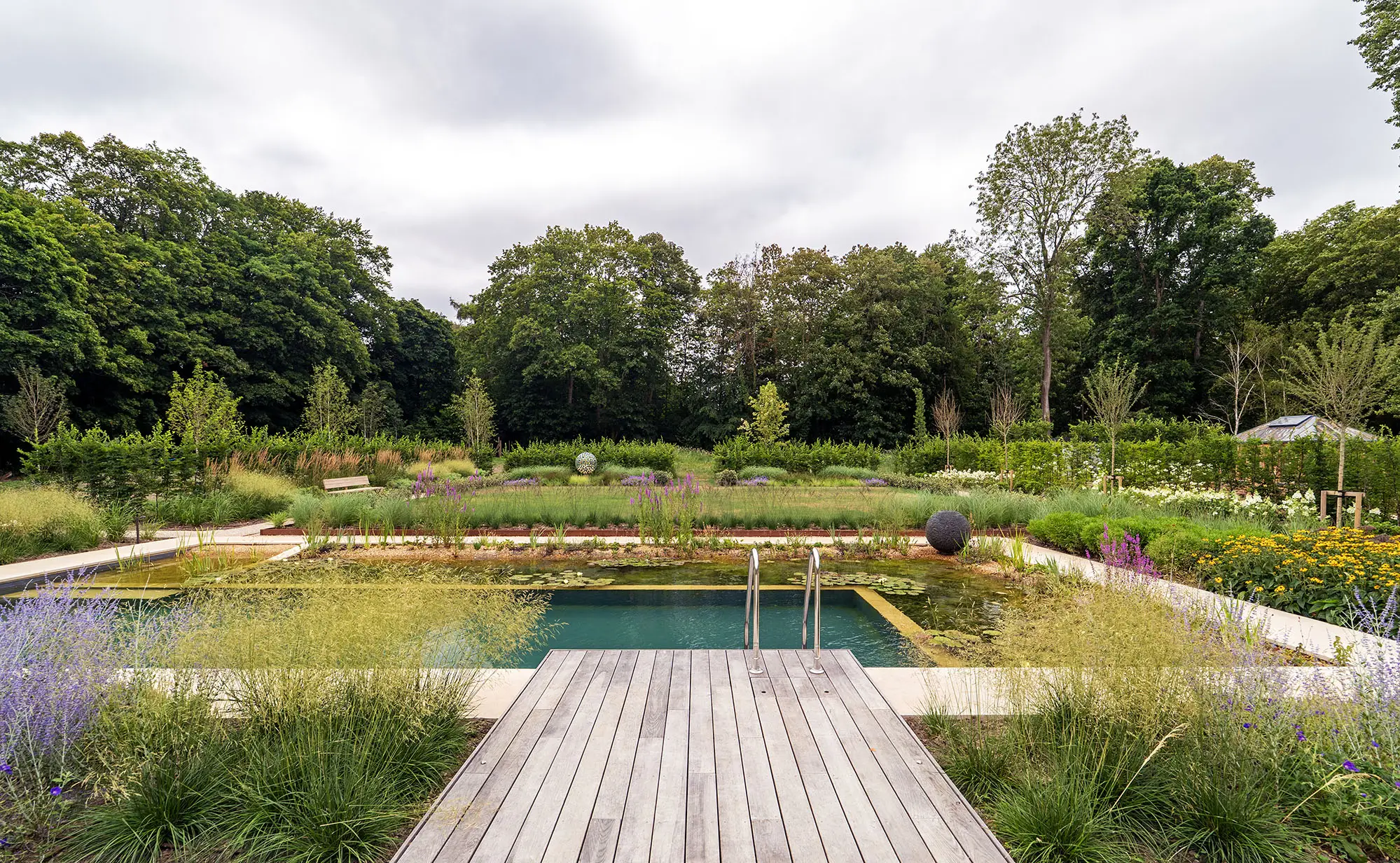Hampshire Natural Swimming Pool view from the house