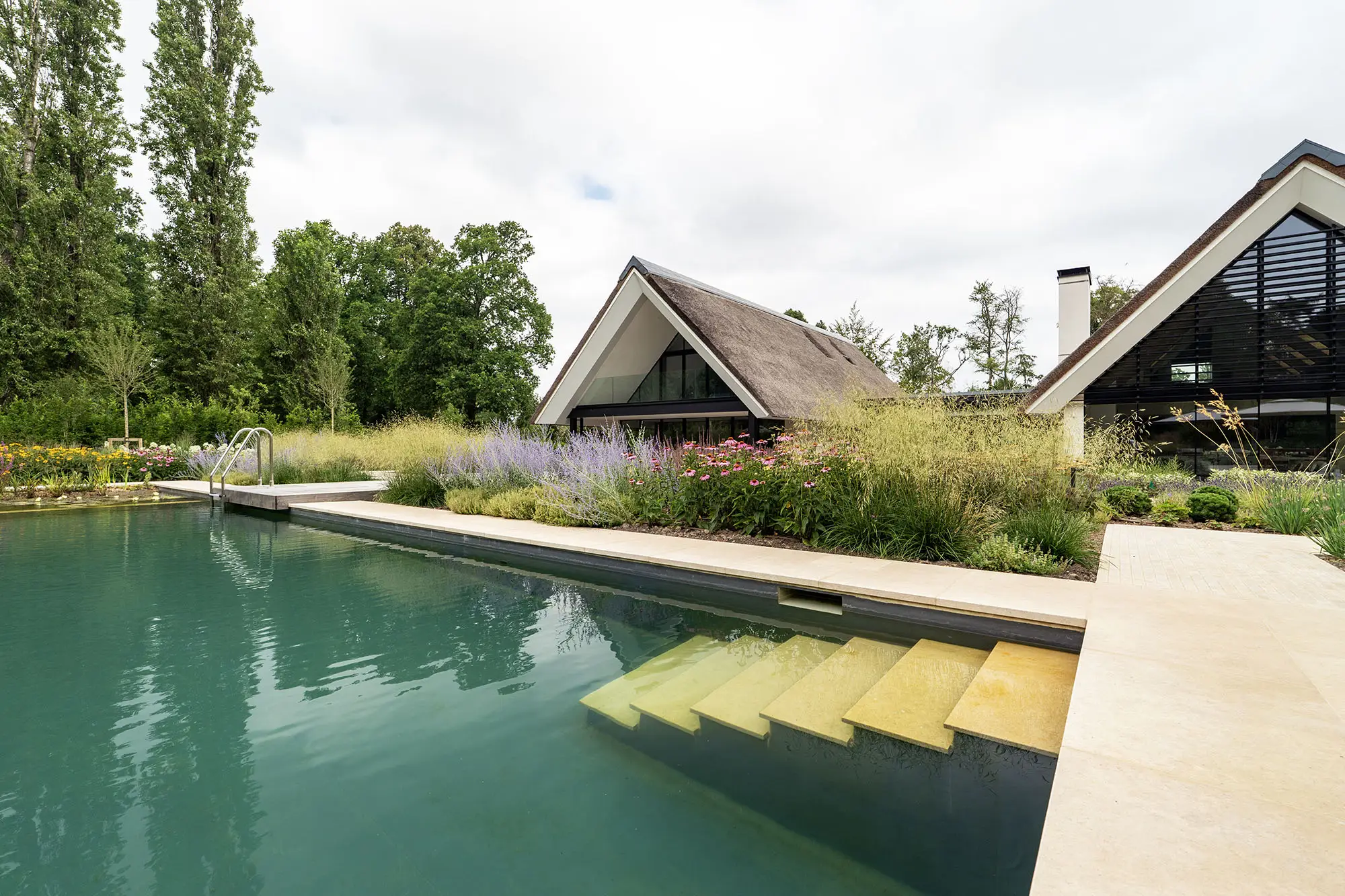 Hampshire Natural Swimming Pool steps into water