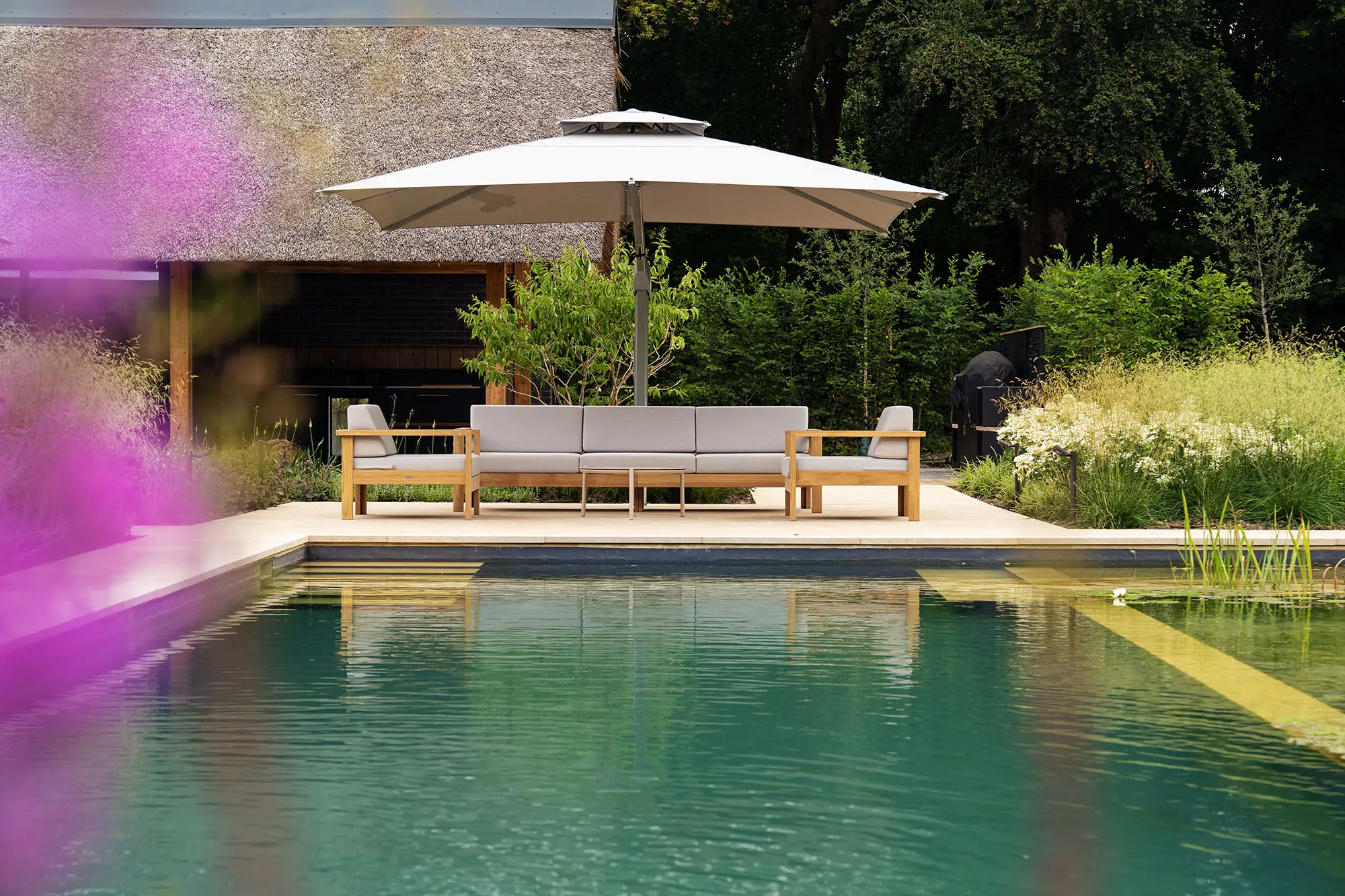 Hampshire Natural Swimming Pool and seating area