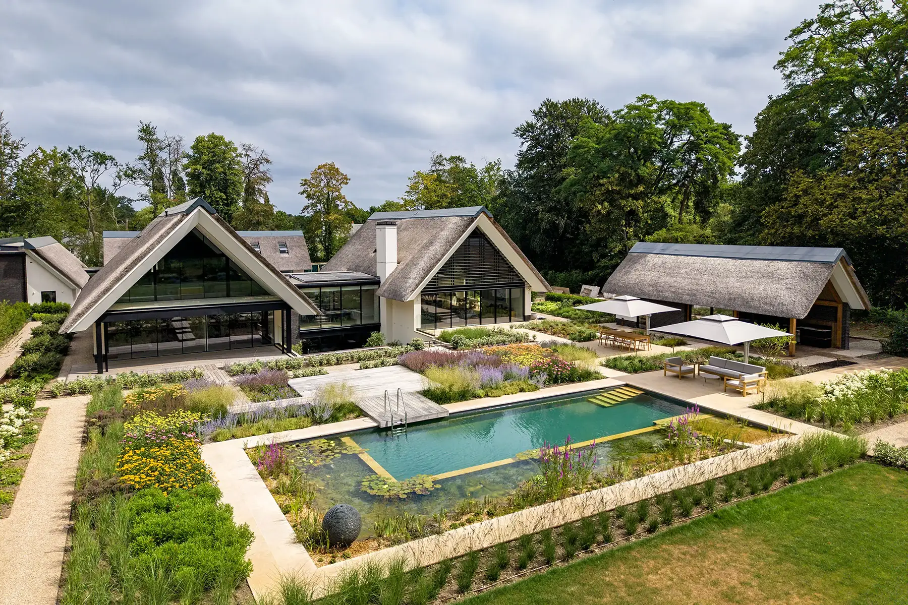 Hampshire Natural Swimming Pool next to house