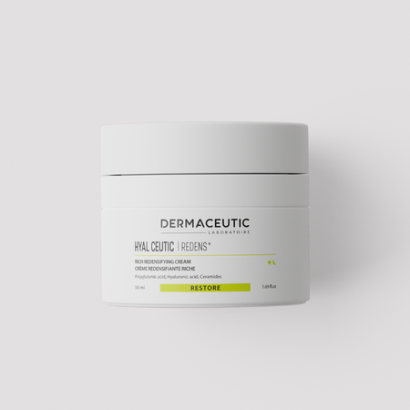 Dermaceutic Hyal Ceutic Redens+ provides powerful hydrating ingredients for skin barrier support.