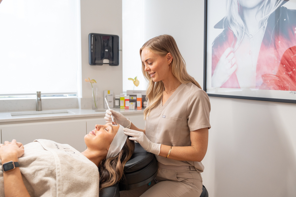 A  client getting a chemical peel from a Victorian Dermal Group clinican.