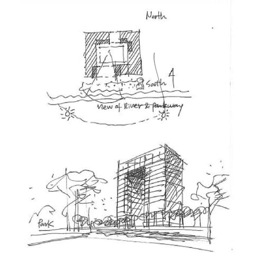 惠友原見築原廣司手繪設計圖