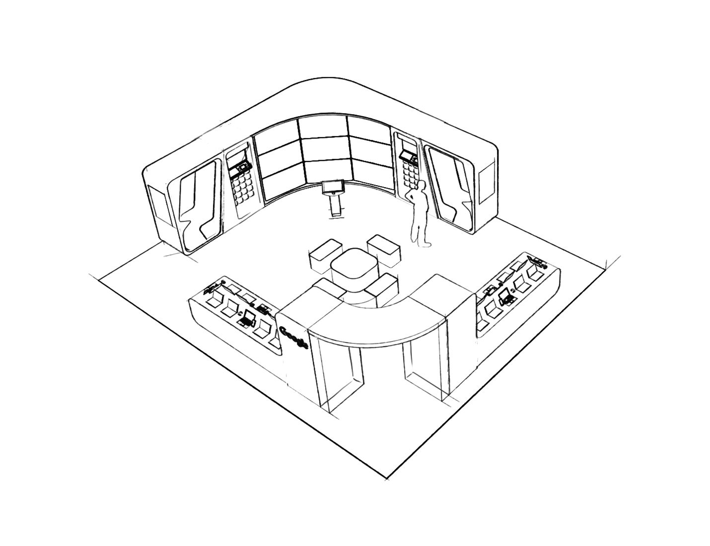 Google Store sketched mock up of retail design space