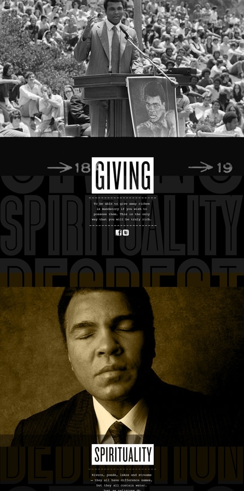 Muhammed Ali images and quote related to giving