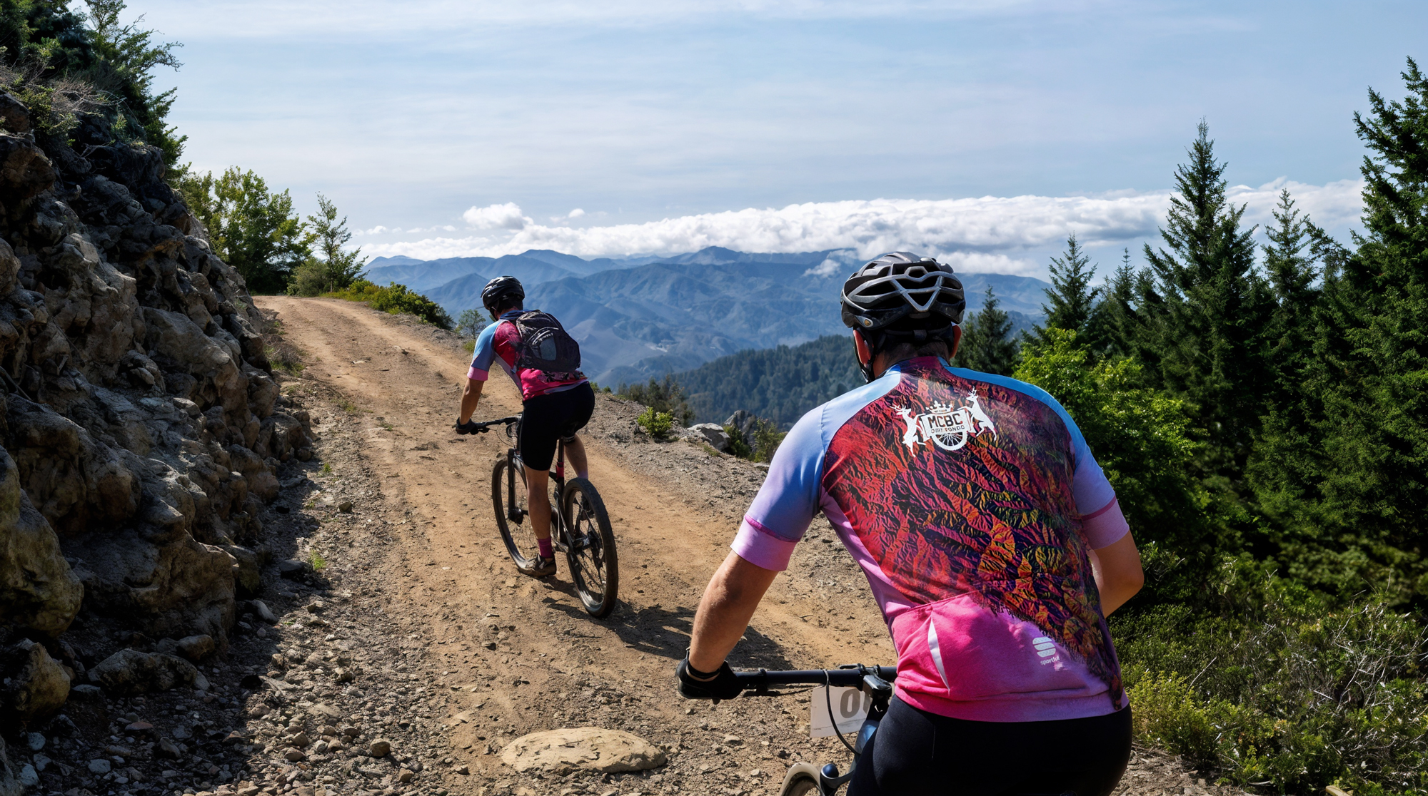 MCBC Dirt Fondo jersey being worn by riders on the trail