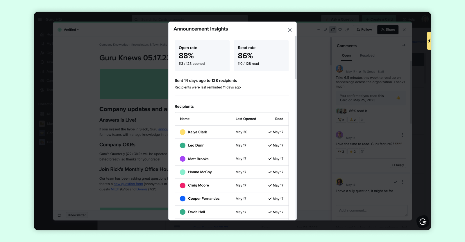 knowledge management software notifications