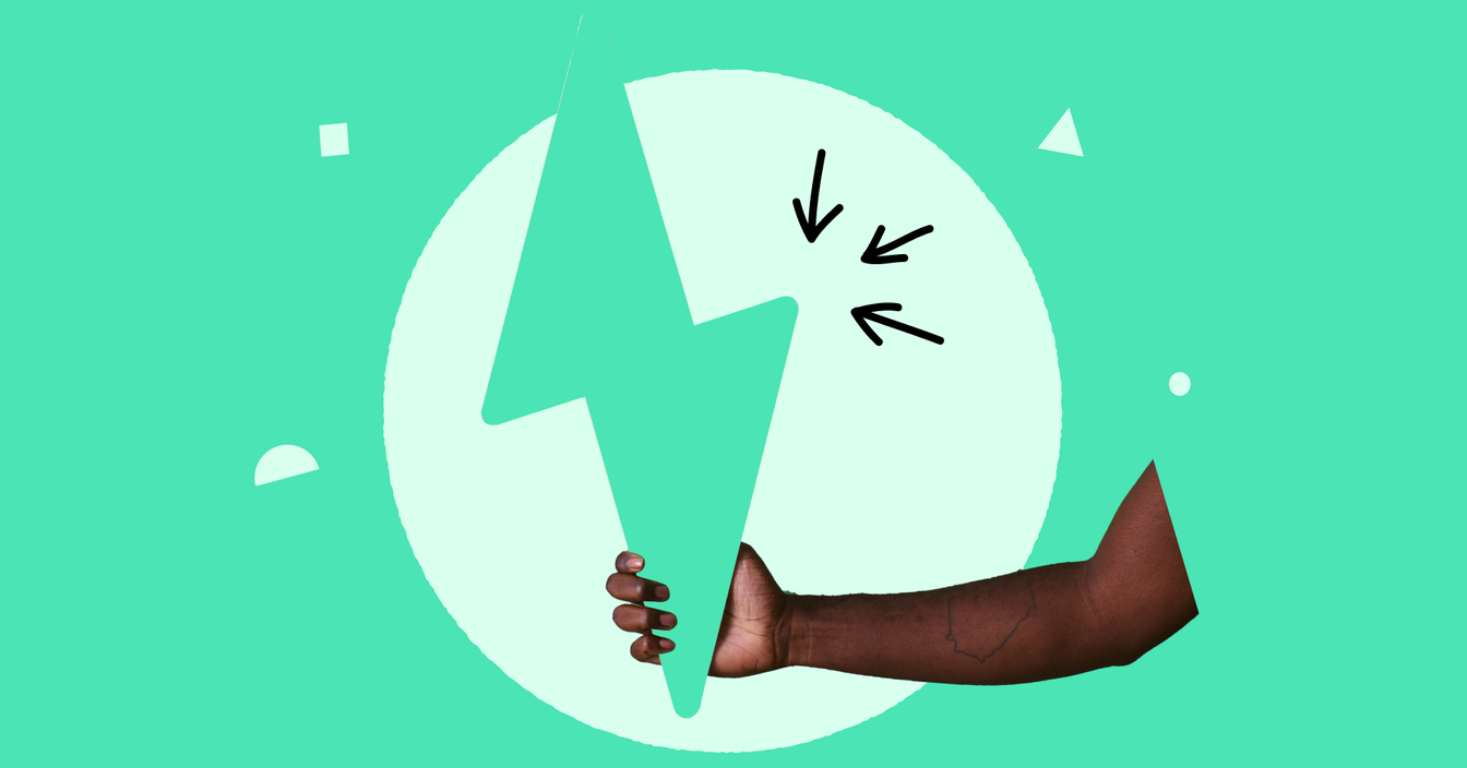 hand holding a lightning bolt 