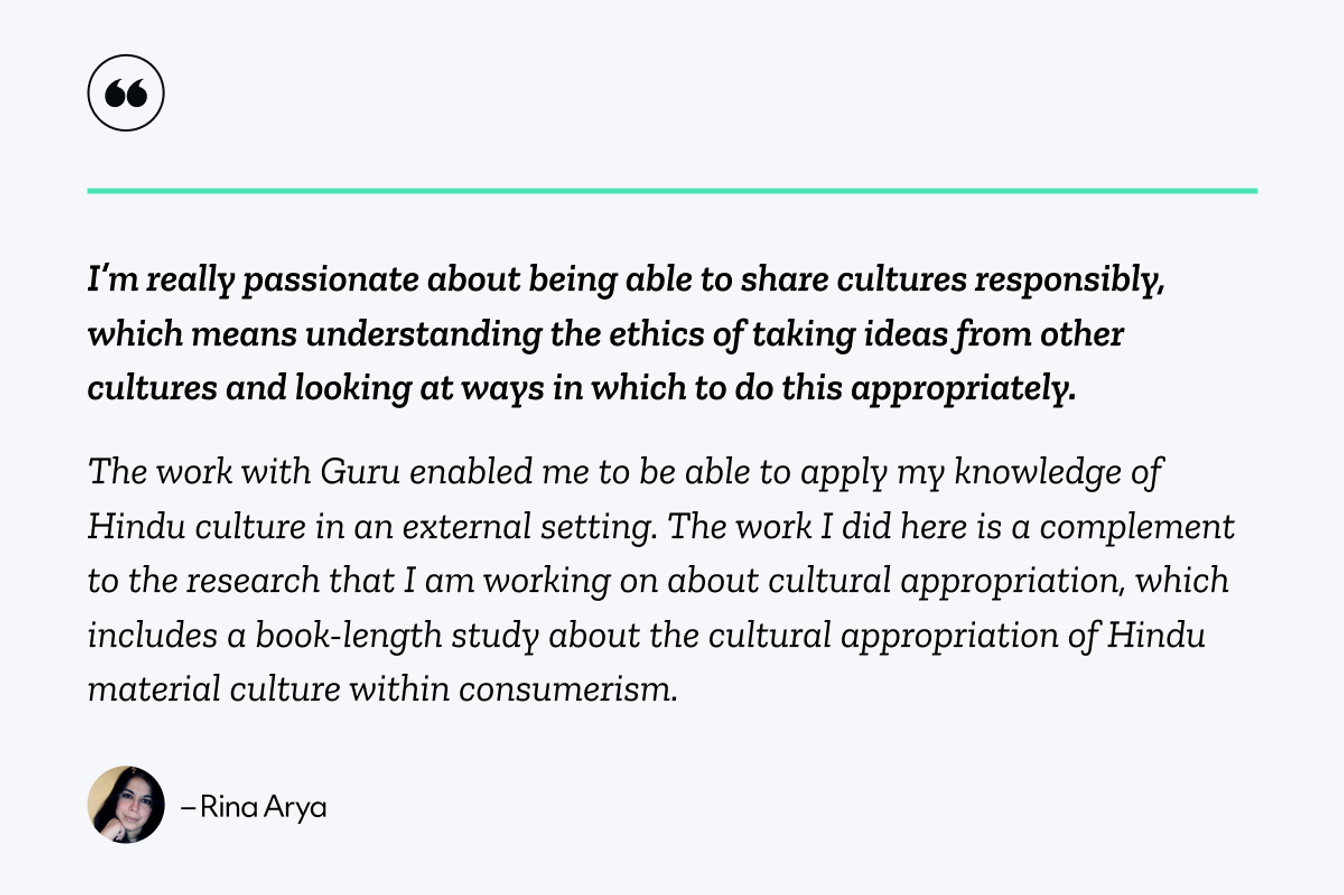 A pull quote from Dr. Rina Arya