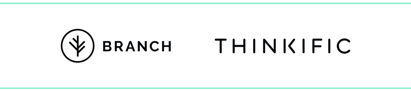 Een afbeelding van de logo's van de bedrijven Branch en Thinkific