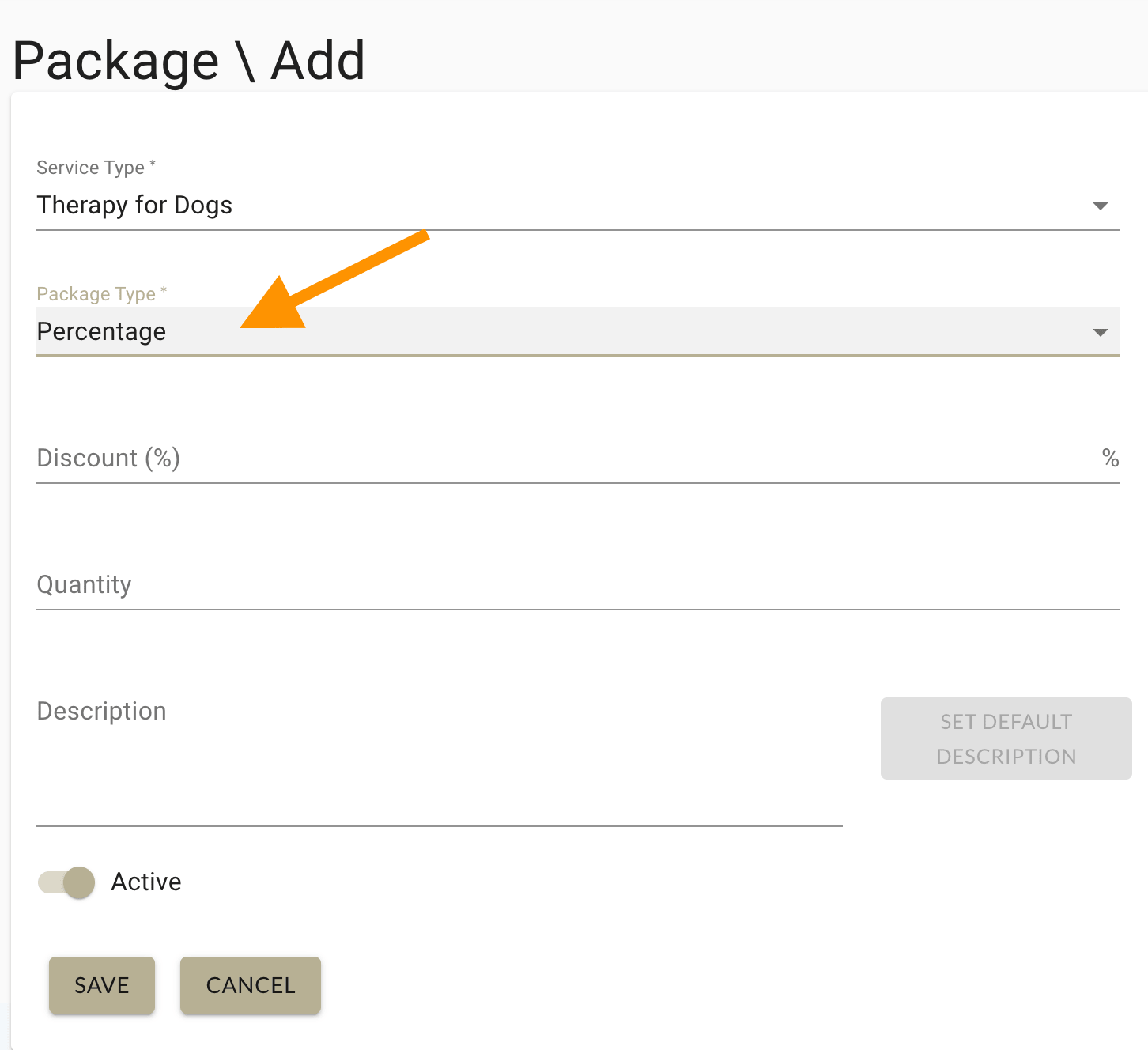 configuring packages by discount