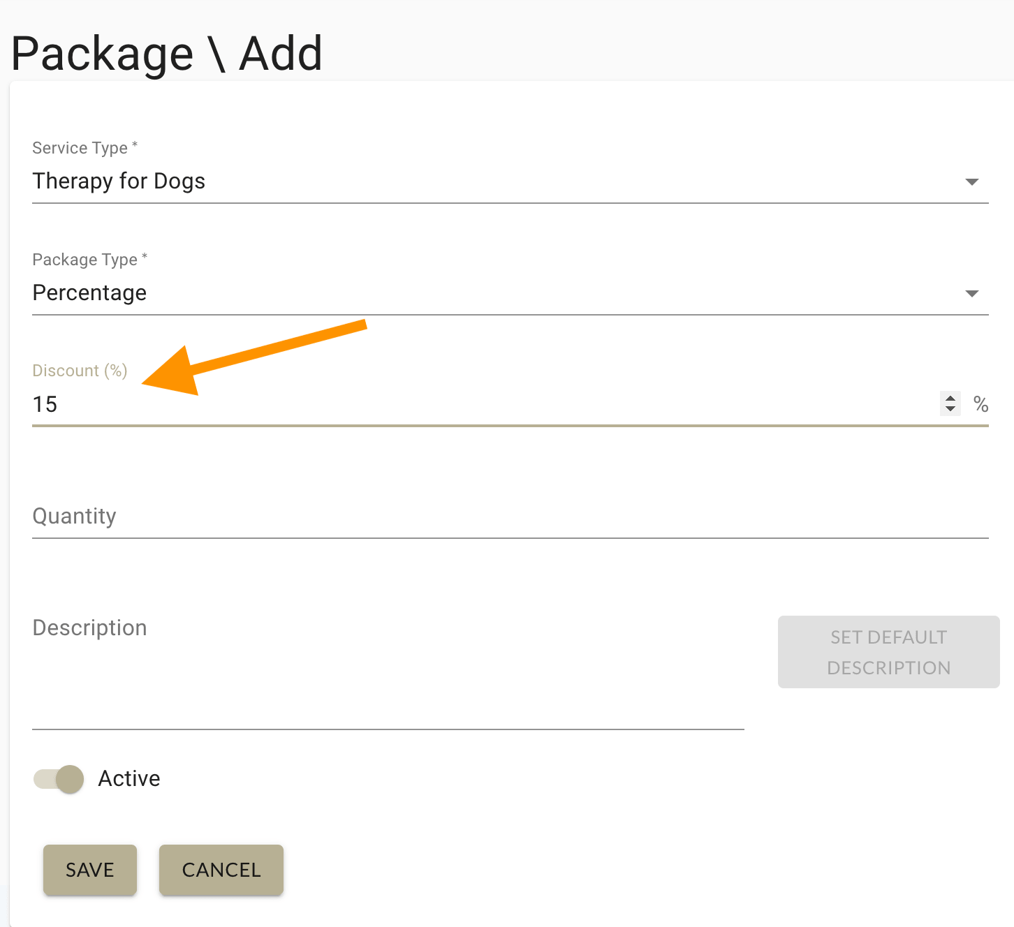 configuring packages by discount