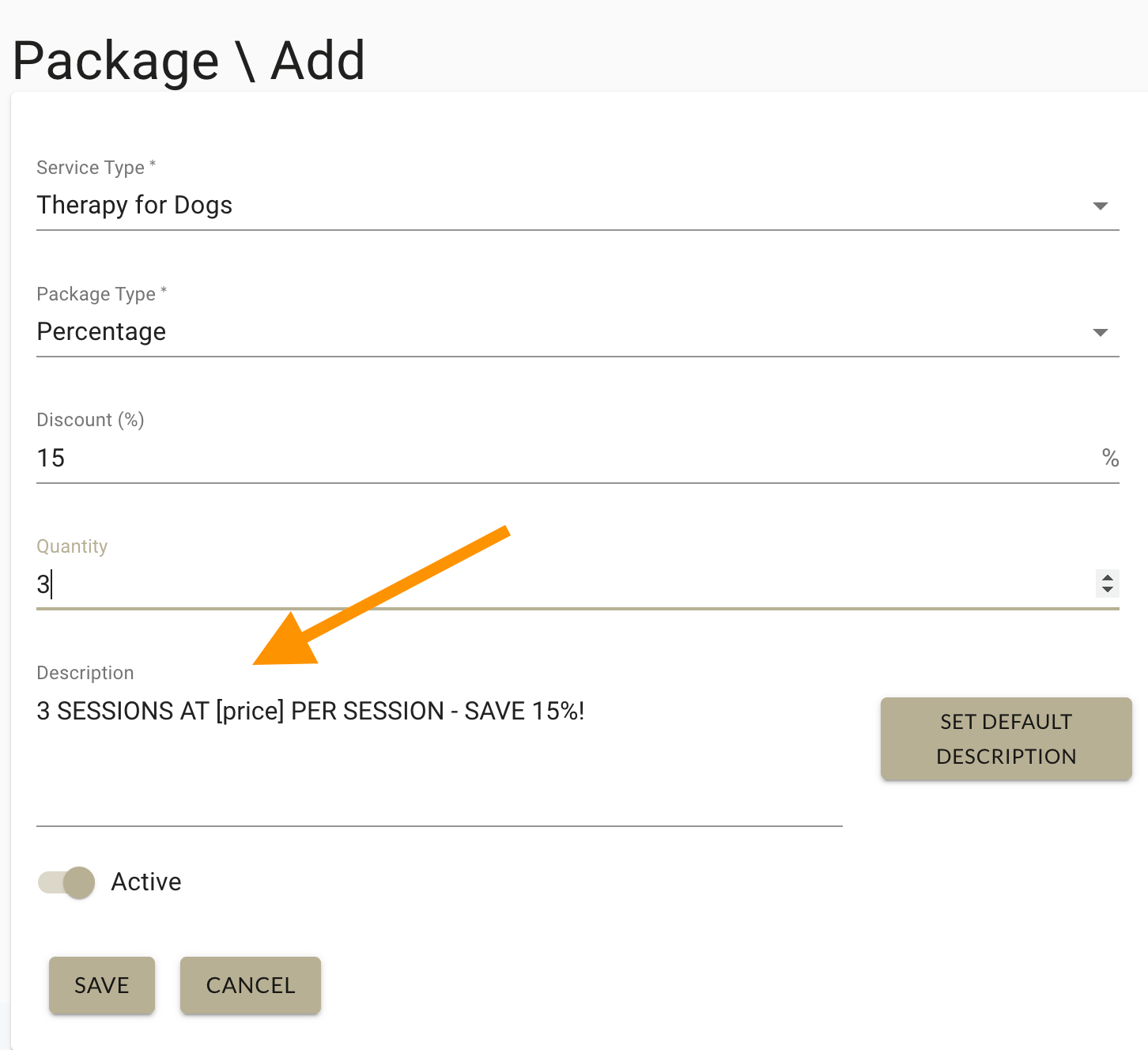 configuring packages by discount