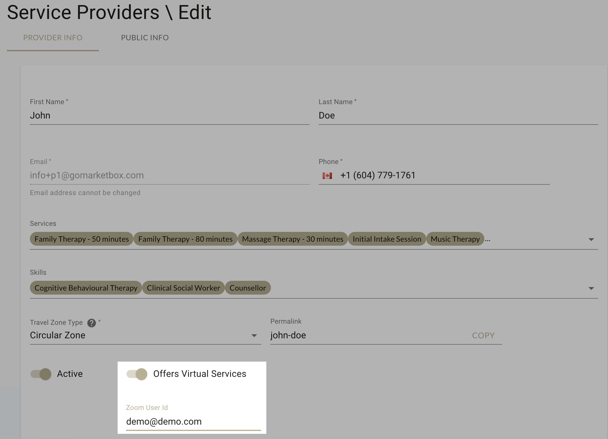 turn the virtual services switch on when setting up your virtual provider schedule in MarketBox 