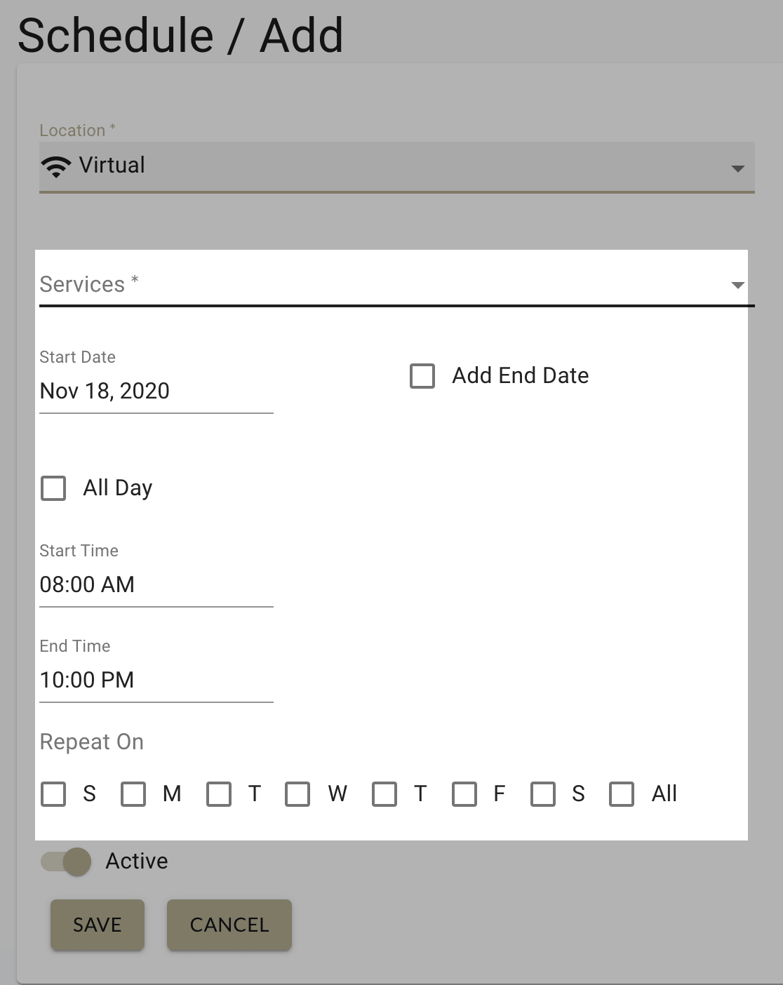 Fill in the rest of the field when setting up your virtual provider schedule in MarketBox