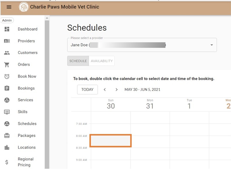 MarketBox scheduling dashboard showing how to select date and time