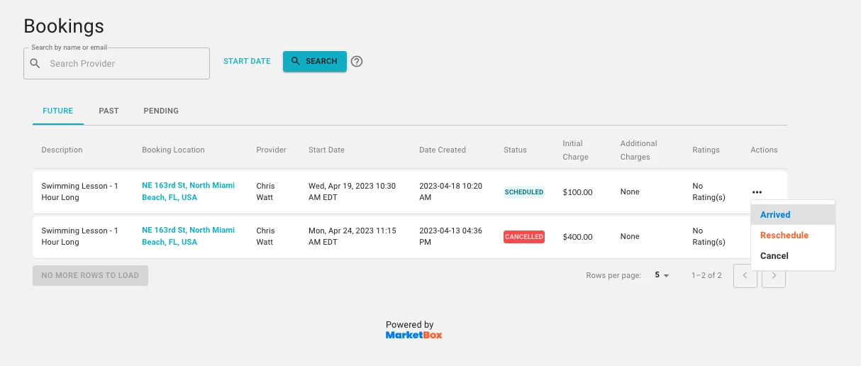 MarketBox appointment rescheduling process