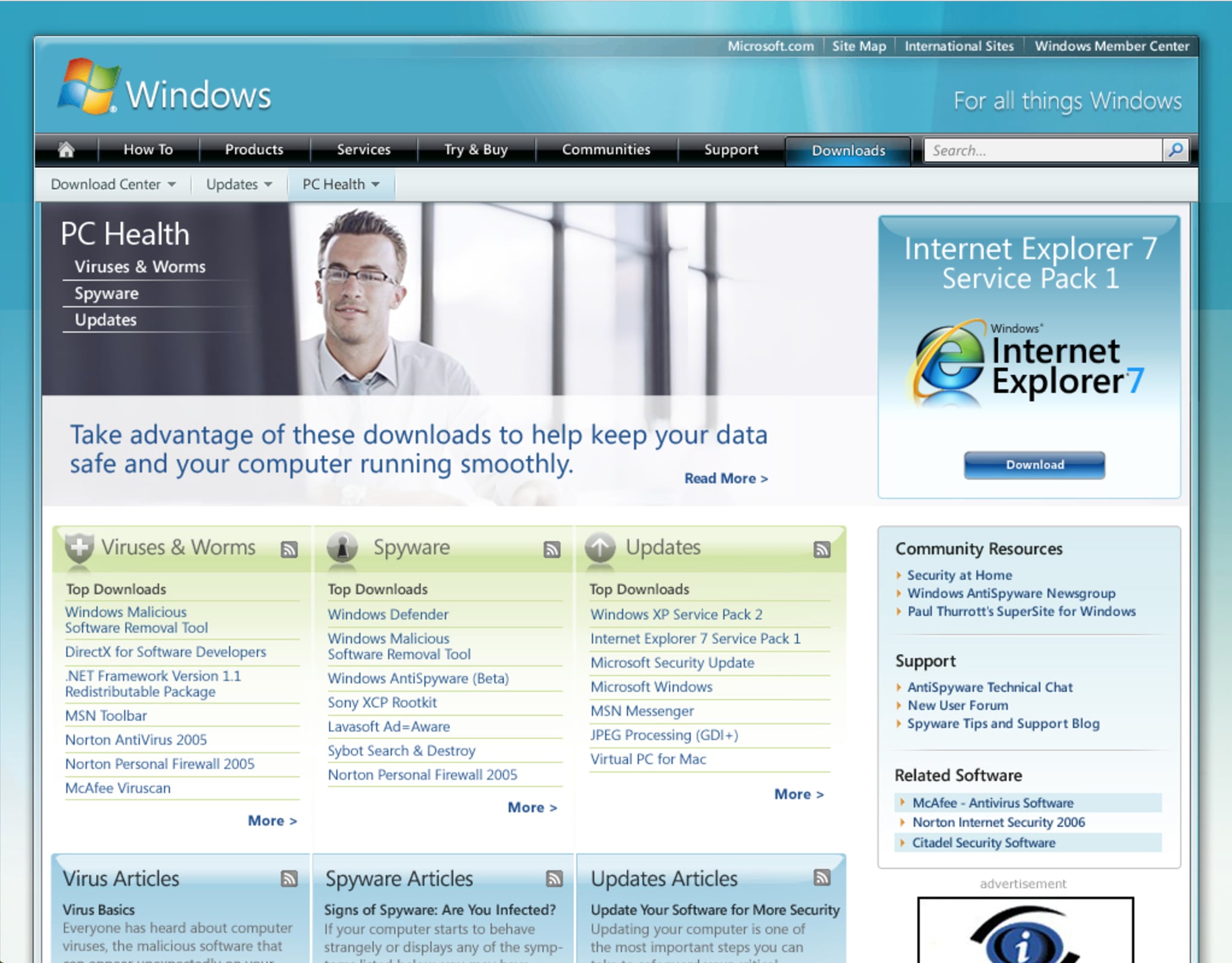 Windows.com Downloads page
